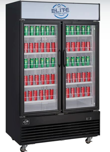 2 door glass refrigerator