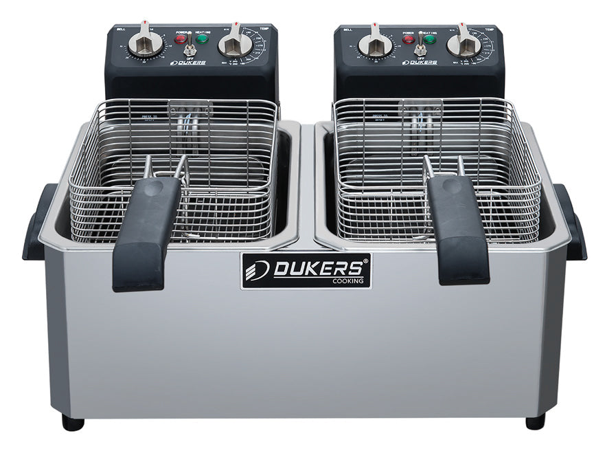 Dukers - DCF15ED, 30lb Two Basket Electric Countertop Deep Fryer