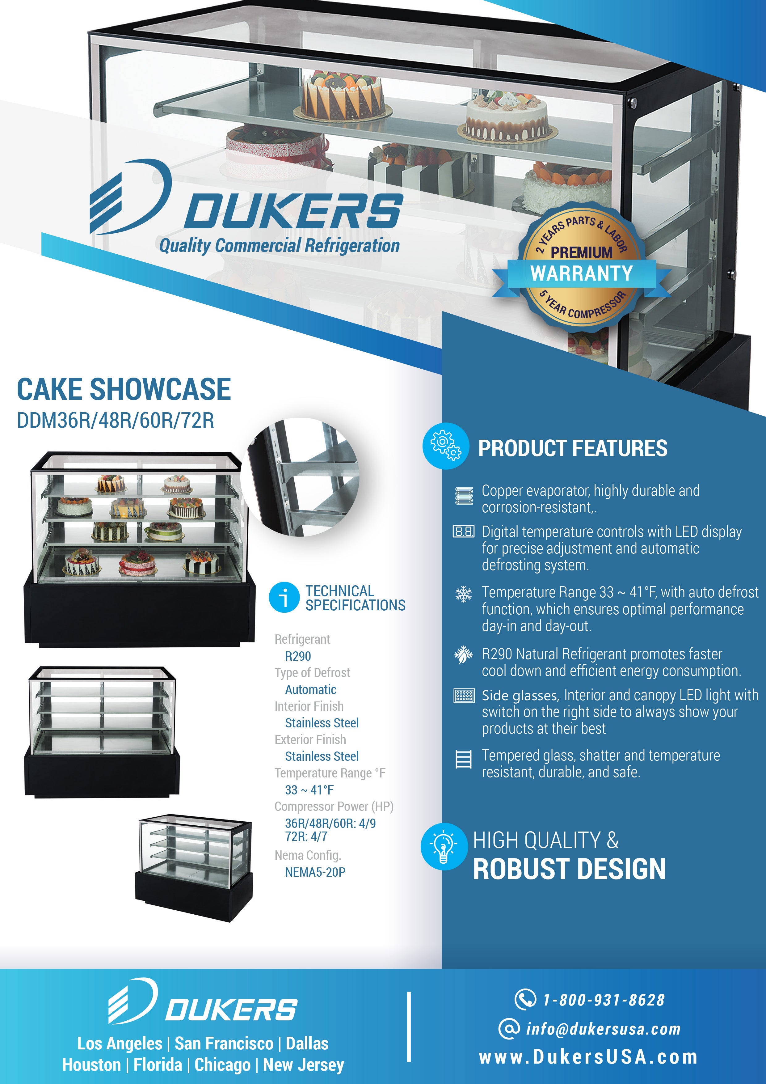 Dukers - DDM72R, 72" Straight Glass Bakery Case