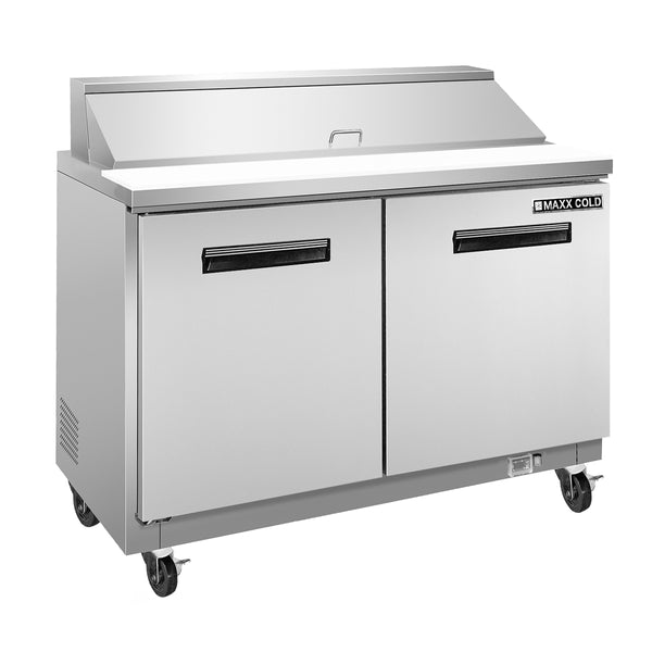 Maxx Cold - MXCR48SHC Two-Door Refrigerated Sandwich and Salad Prep Station, 12 cu. ft., in Stainless-Steel