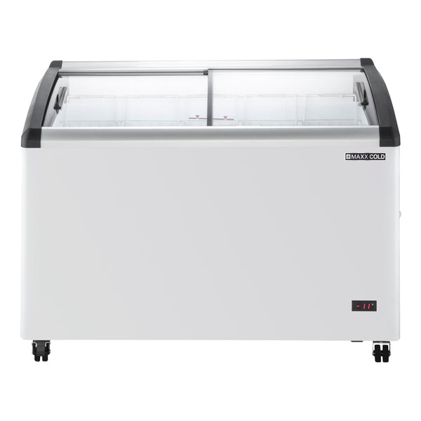 Maxx Cold - MXF48CHC-5 Curved Glass Top Chest Freezer Display, 8.62 cu. ft. Storage Capacity, in White