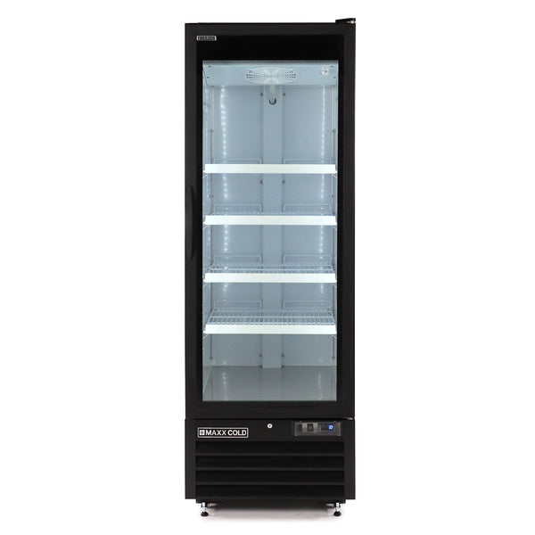 Maxx Cold - MXGDM-30FBHC Single Glass Door Merchandiser Freezer, Large Storage Capacity, 30 cu. ft., in Black