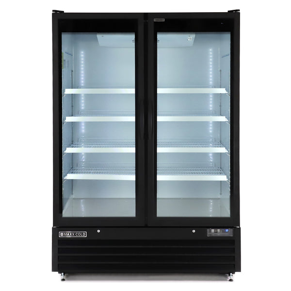 Maxx Cold - MXGDM-50FBHC Double Glass Door Merchandiser Freezer, Large Storage Capacity, 50 cu. ft., in Black