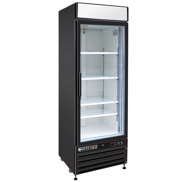 Maxx Cold - MXM1-23FBHC Single Glass Door Merchandiser Freezer, 23 cu. ft. Storage Capacity, in Black