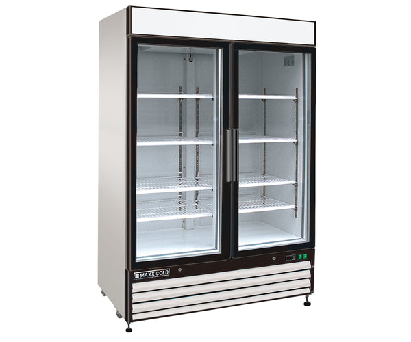 Maxx Cold - MXM2-48FHC Double Glass Door Merchandiser Freezer, Swing Door, 48 cu. ft., Storage Capacity, in White