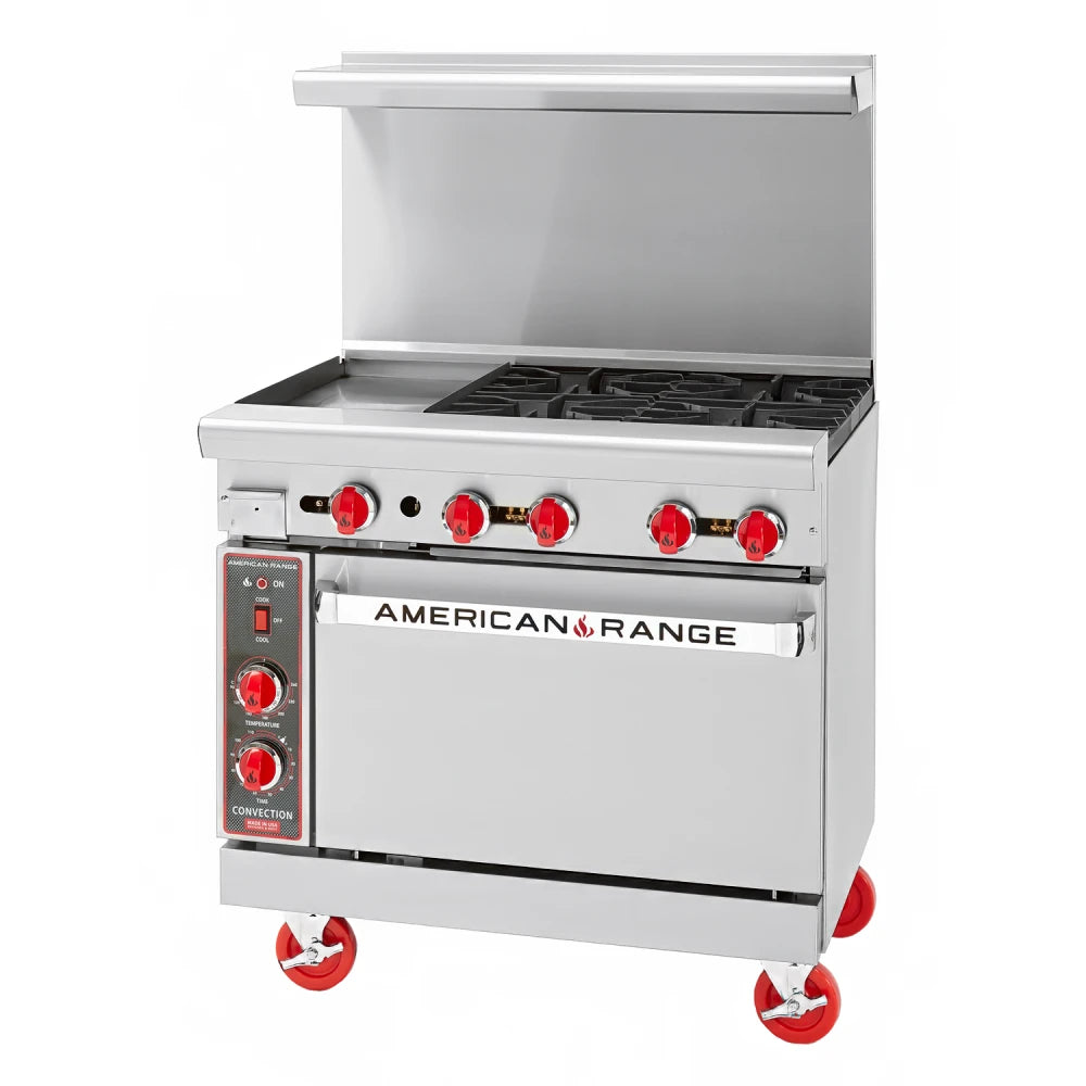 American Range AR-12G-4B 36" 4 Burner Gas Range Combo w/ 12" Griddle & Standard Oven