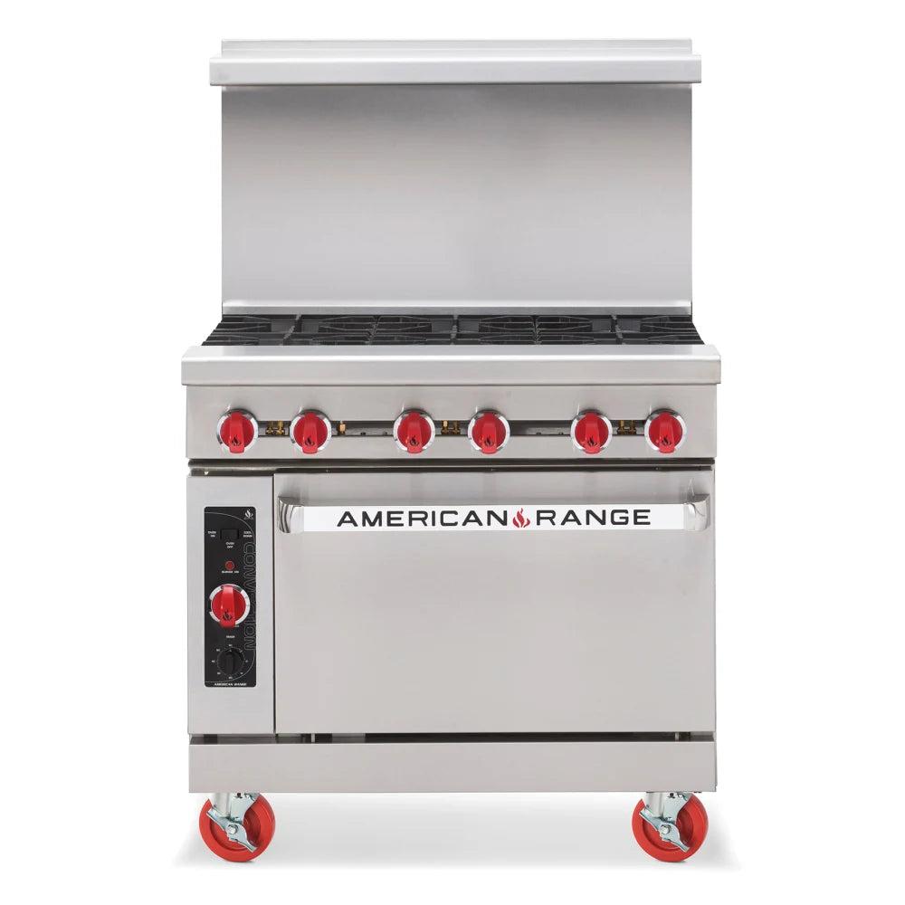 American Range AR-6-SB 36" 6 Burner Gas Range w/ Storage Base