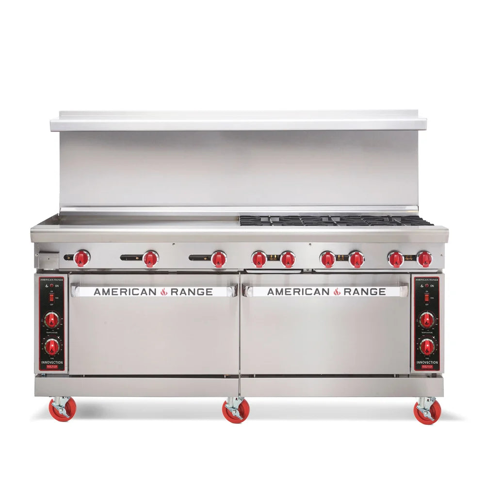 American Range AR-36G-6B 72" 6 Burner Gas Range w/ 36" Griddle & 2 Convection Ovens