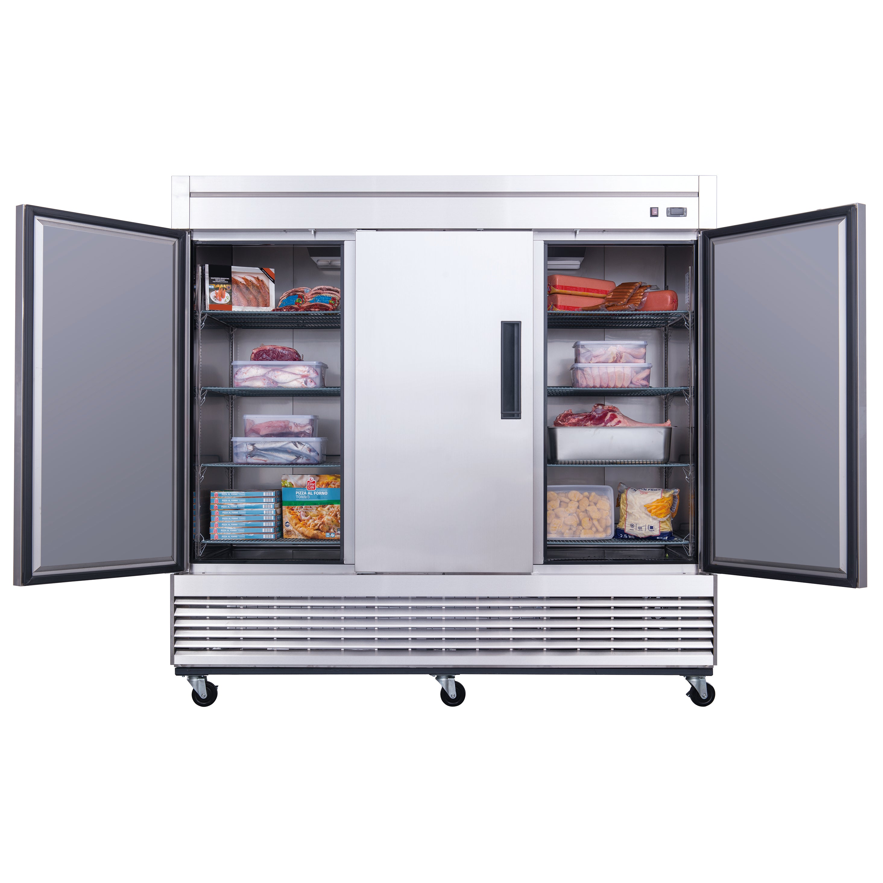 Chef AAA - T83F Commercial 83" Reach-In Freezer 3 Solid Door Stainless Steel 64 cu.ft.