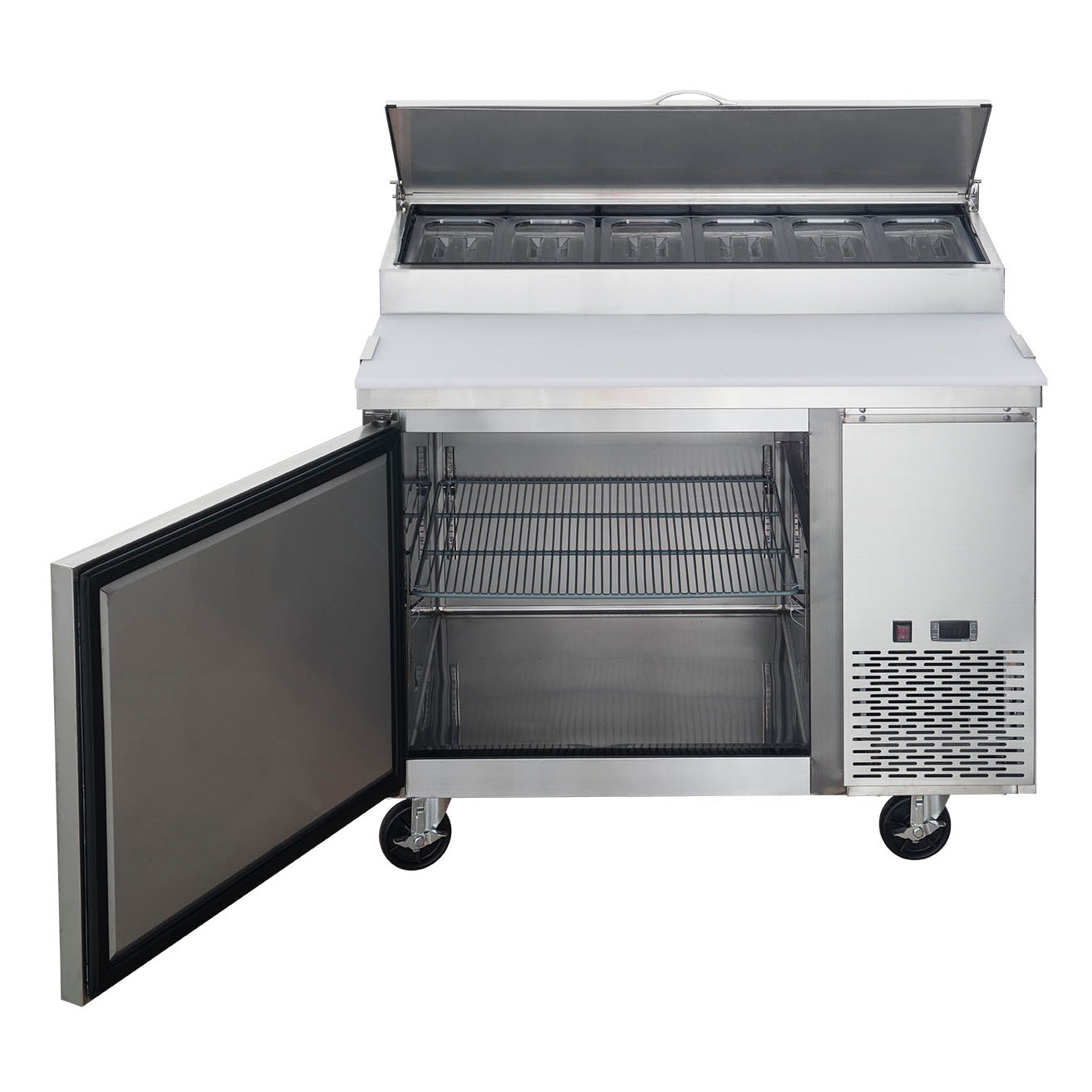 Chef AAA - TICL1-HC, 44" Commercial Sandwich Prep Table Refrigerator 6 Pans 1 Door Stainless Steel 9.8 cu.ft.