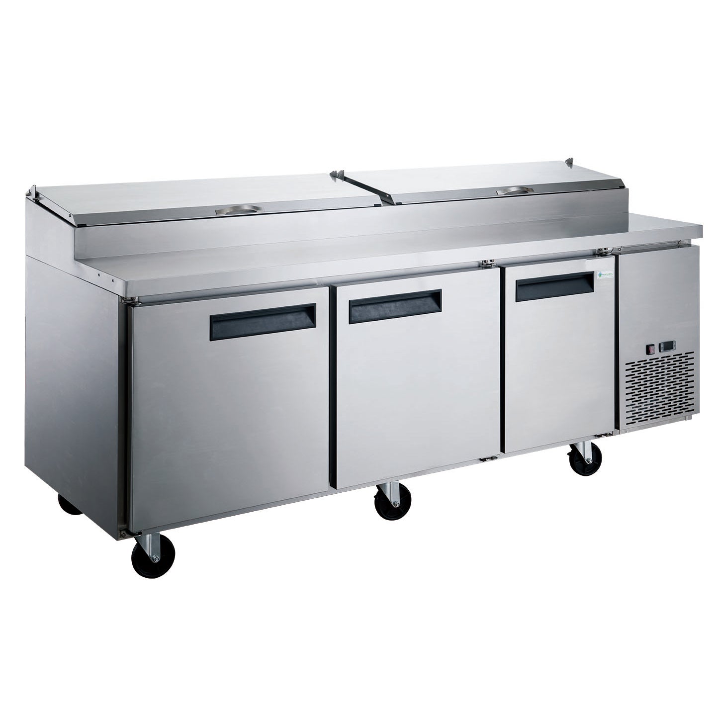 Chef AAA - TICL3-HC, Commercial 90" Pizza Prep Table Refrigerator 12 Pans 3 Door Stainless Steel 24.8 cu.ft.