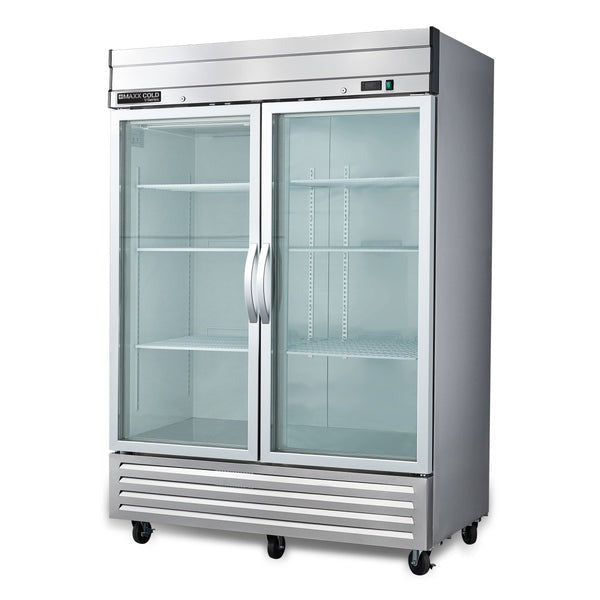 Maxx Cold - MVR-49GDHC V-Series 2 Glass Door Reach-In Refrigerator, Bottom Mount, in Stainless Steel