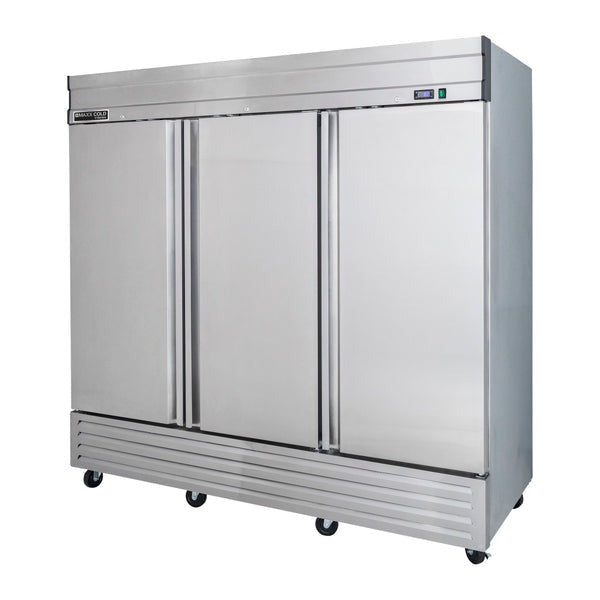 Maxx Cold - MVR-72FDHC V-Series 3 Door Reach-In Refrigerator, Bottom Mount, in Stainless Steel