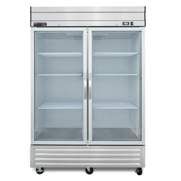 Maxx Cold - MVR-49GDHC V-Series 2 Glass Door Reach-In Refrigerator, Bottom Mount, in Stainless Steel