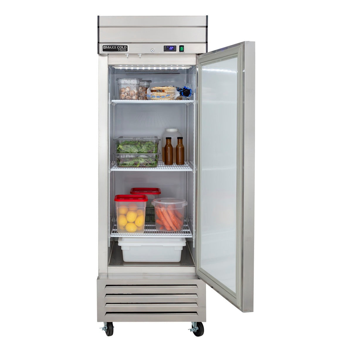 Maxx Cold - MVR-23FDHC V-Series 1 Door Reach-In Refrigerator, Bottom Mount, in Stainless Steel