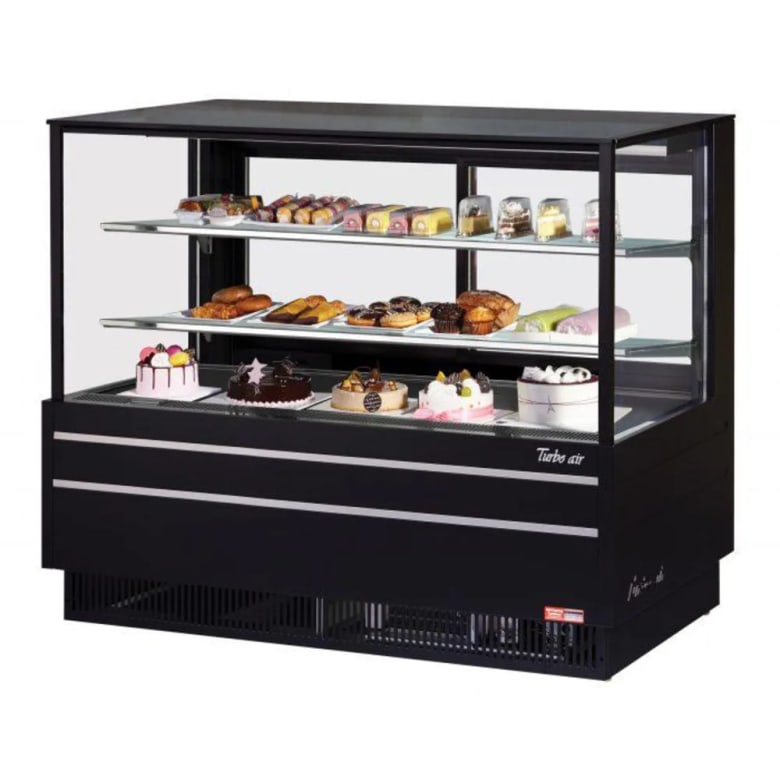 Turbo Air TCGB-60UF-B-N 60 1/2" Full Service Bakery Display Case w/ Straight Glass - (3) Levels, 115v