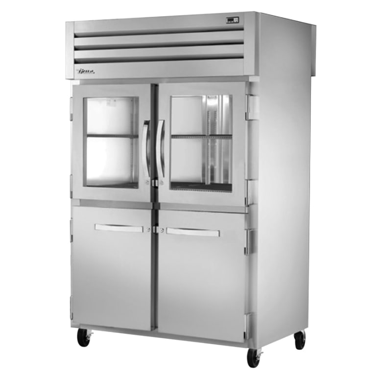 True STA2RPT-2HG/2HS-2S-HC 52 3/5" Two Section Pass Thru Refrigerator, (2) Glass Doors, (2) Solid Doors, Left/Right Hinge, 115v