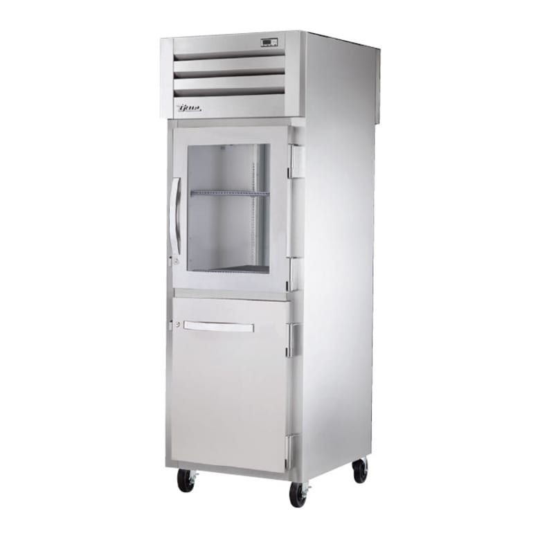 True STR1R-1HG/1HS-HC 27 1/2" One Section Reach In Refrigerator, (1) Glass Door, (1) Solid Door, Right Hinge, 115v