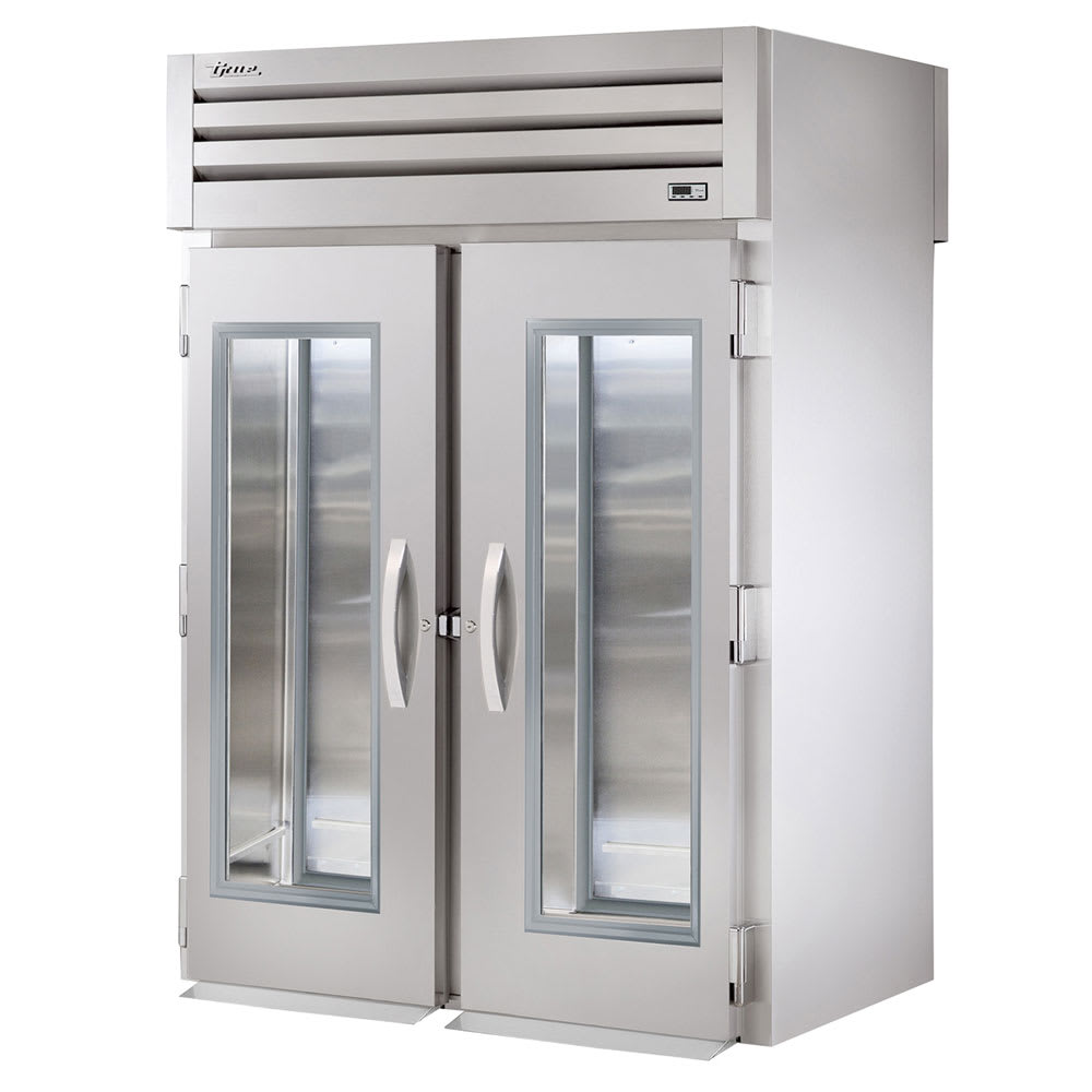 True STR2RRT-2G-2S, Commercial 68" Two Section Roll Thru Refrigerator, (2) Left/Right Hinge Glass Doors, 115v