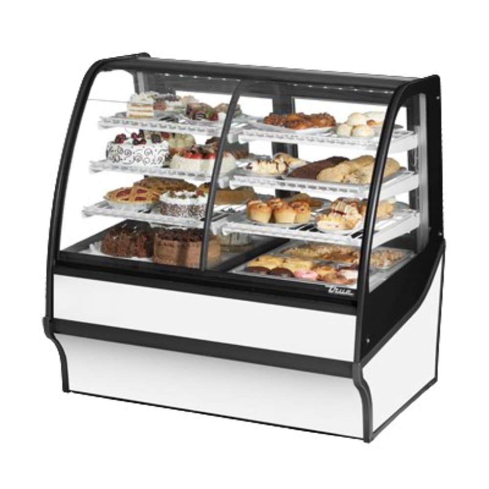 True TDM-DZ-48-GE/GE-S-W 48 1/4" Full Service Dual Zone Bakery Case w/ Curved Glass - (4) Levels, 115v