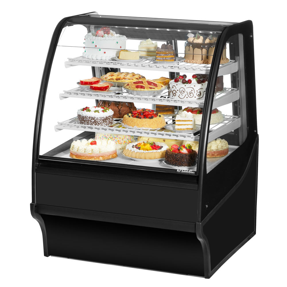 True TDM-R-36-GE/GE-B-W 36 1/4" Full Service Bakery Case w/ Curved Glass - (4) Levels, 115v