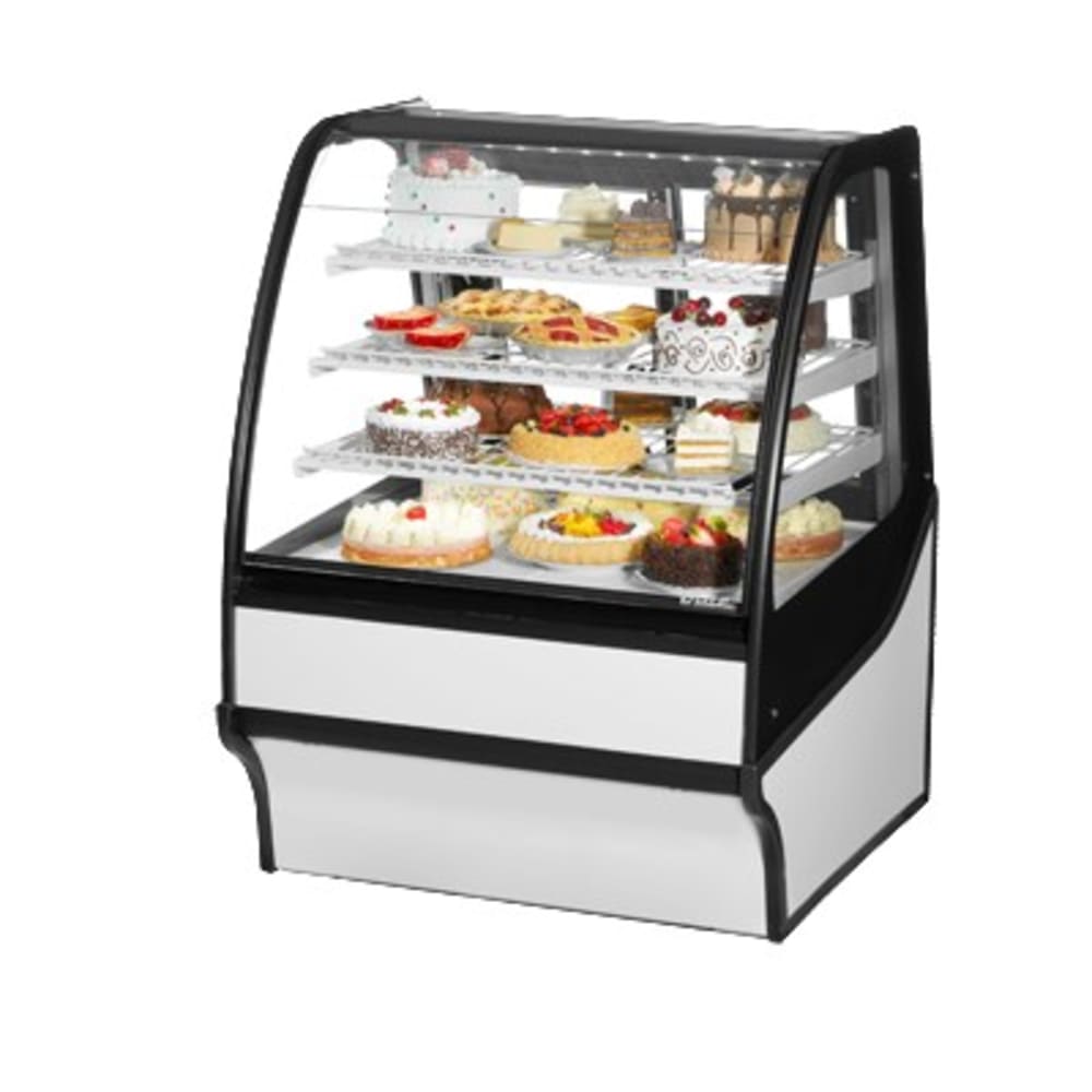 True TDM-R-36-GE/GE-S-W 36 1/4" Full Service Bakery Case w/ Curved Glass - (4) Levels, 115v