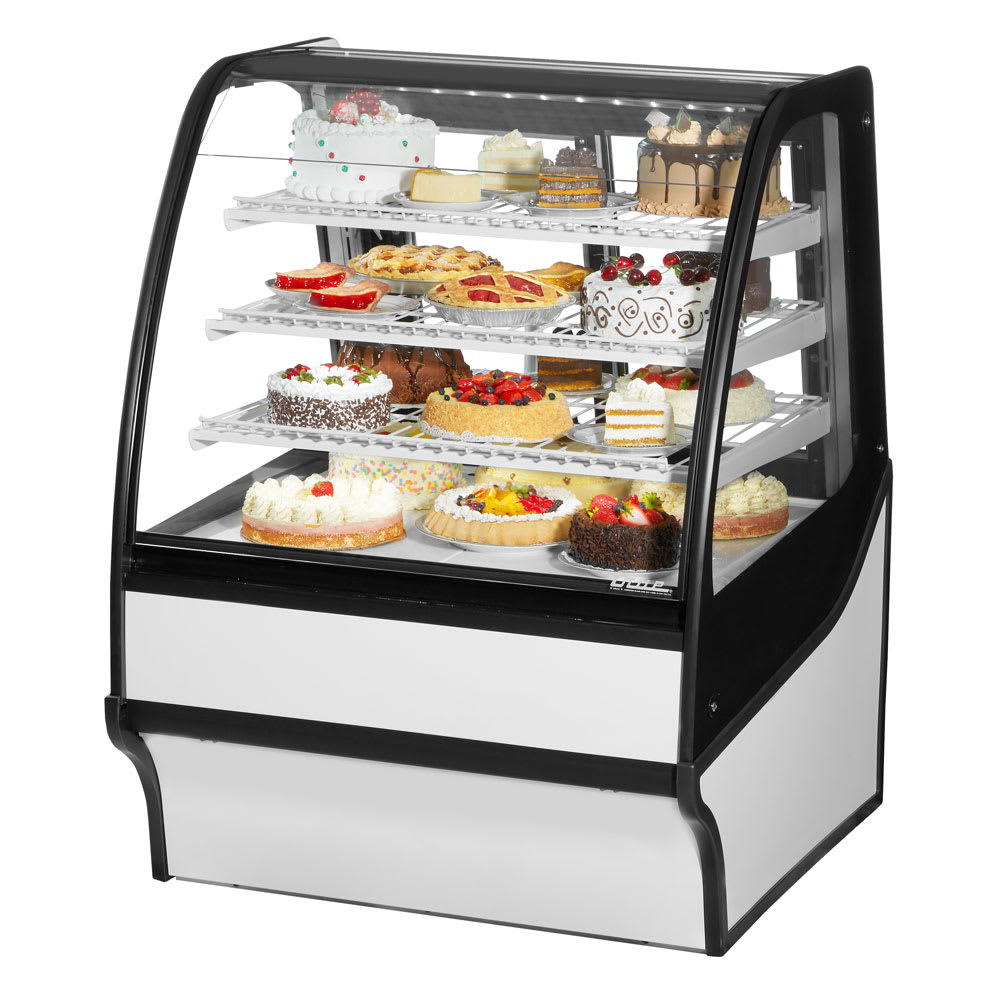 True TDM-R-36-GE/GE-W-W 36 1/4" Full Service Bakery Case w/ Curved Glass - (4) Levels, 115v