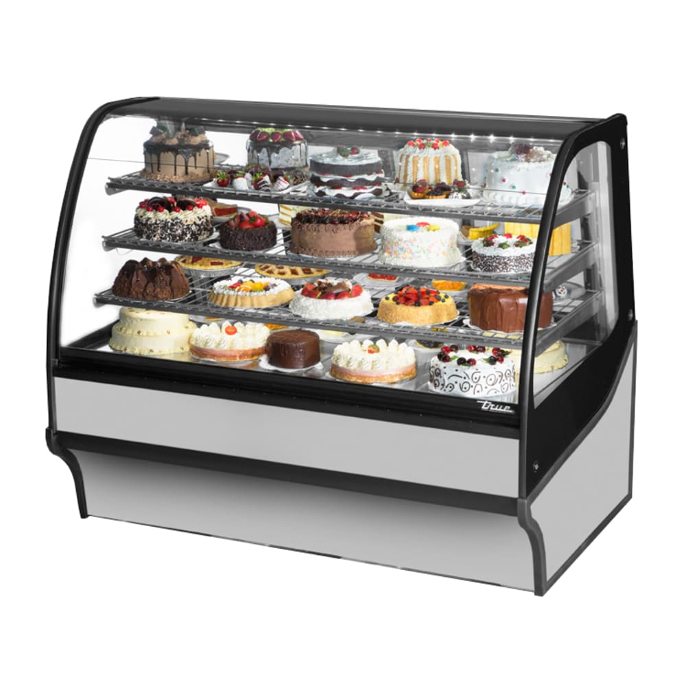 True TDM-R-59-GE/GE-S-S 59 1/4" Full Service Bakery Case w/ Curved Glass - (4) Levels, 115v