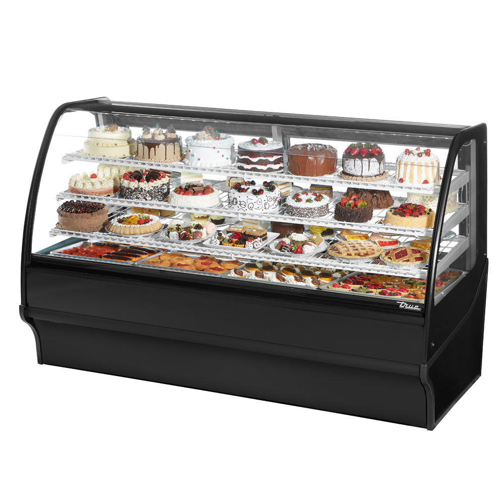 True TDM-R-77-GE/GE-B-W 77 1/4" Full Service Bakery Case w/ Curved Glass - (4) Levels, 115v