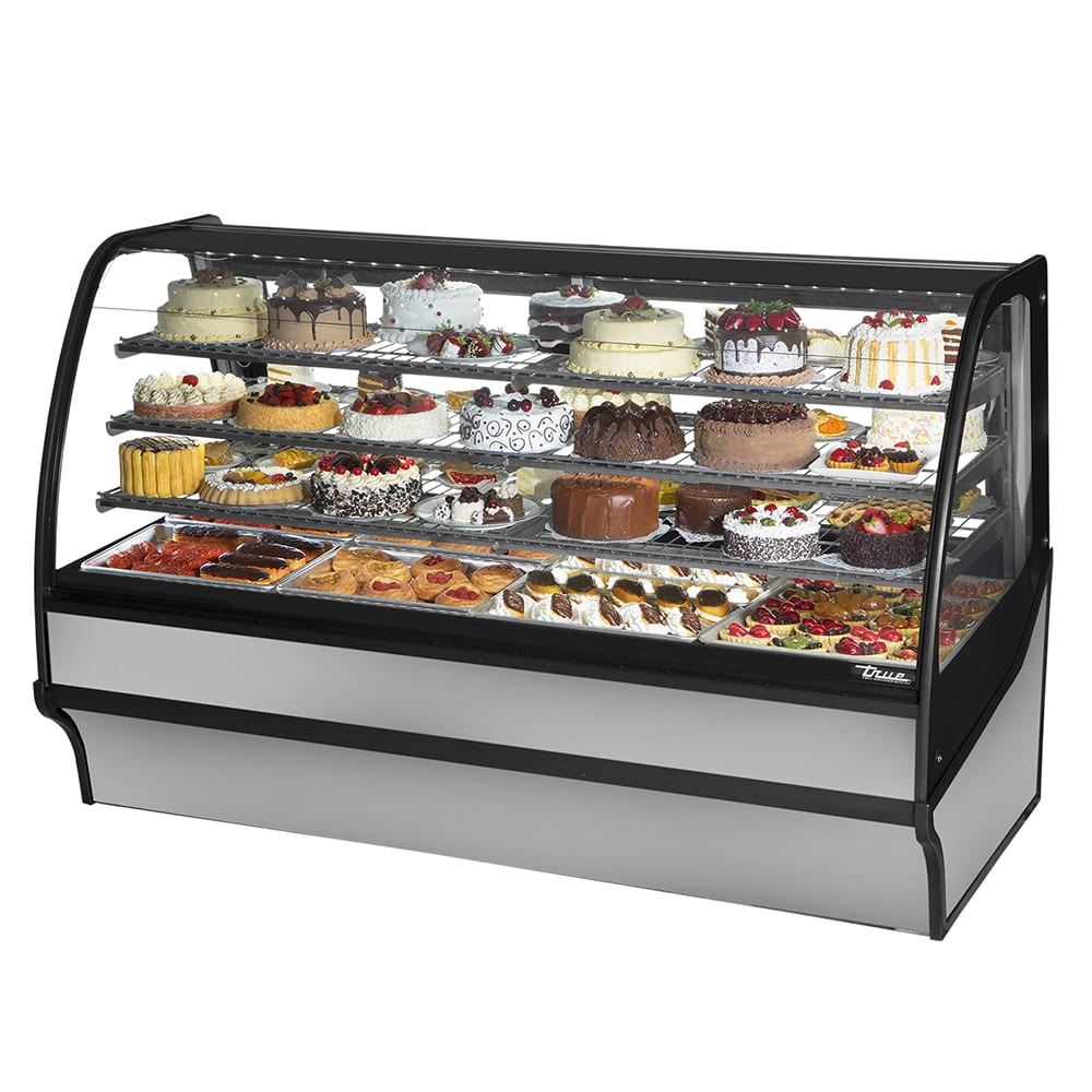 True TDM-R-77-GE/GE-S-S 77 1/4" Full Service Bakery Case w/ Curved Glass - (4) Levels, 115v