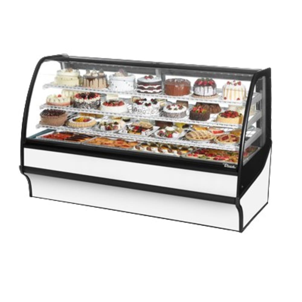 True TDM-R-77-GE/GE-S-W 77 1/4" Full Service Bakery Case w/ Curved Glass - (4) Levels, 115v