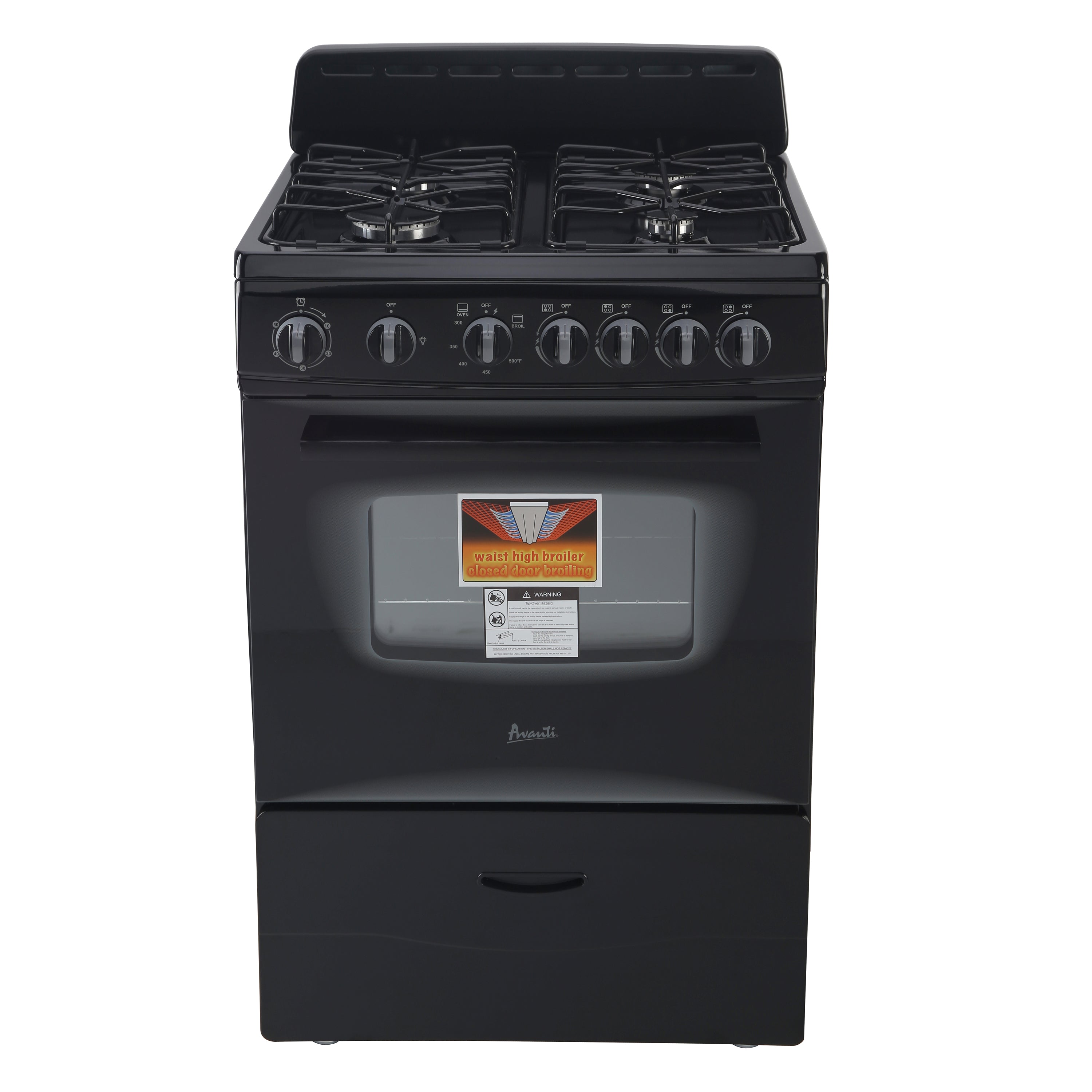 Avanti - GR2415CB, Avanti 24" Compact Gas Range Oven, in Black