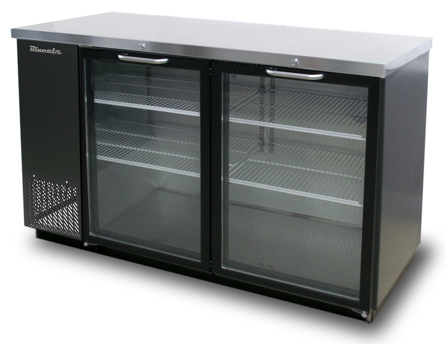 Blue Air - BBB59-2BG-HC, 2 Glass Doors Back Bar Cooler, Black Finish Exterior, 59" W x 27" D, R-290 Refrigerant