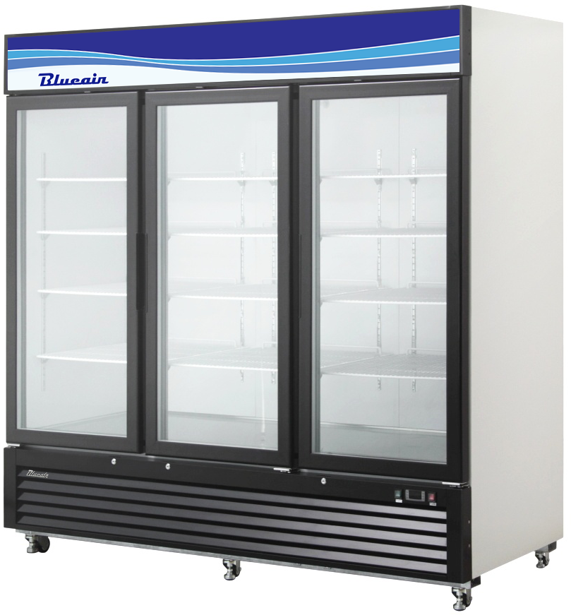 Blue Air - BKGM72-HC, 72 CuFt. 3 Glass Doors Refrigerator (Swing), R-290 Refrigerant