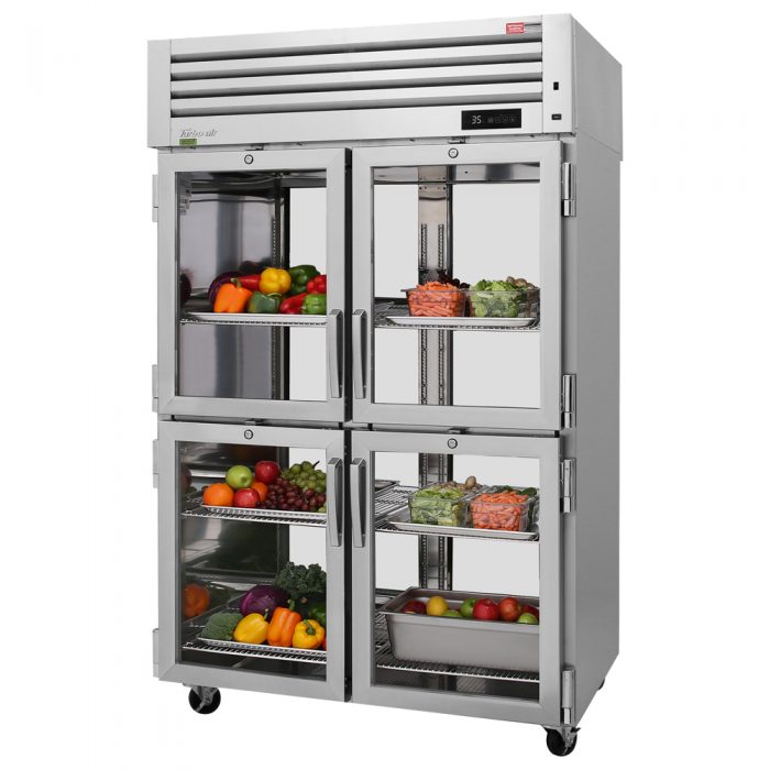 Turbo Air - PRO-50-4R-G-PT-N, Commercial 51" Refrigerator PRO Series Pass Thru 8 Glass Half Doors Pass-Thru 50.23cu.ft.