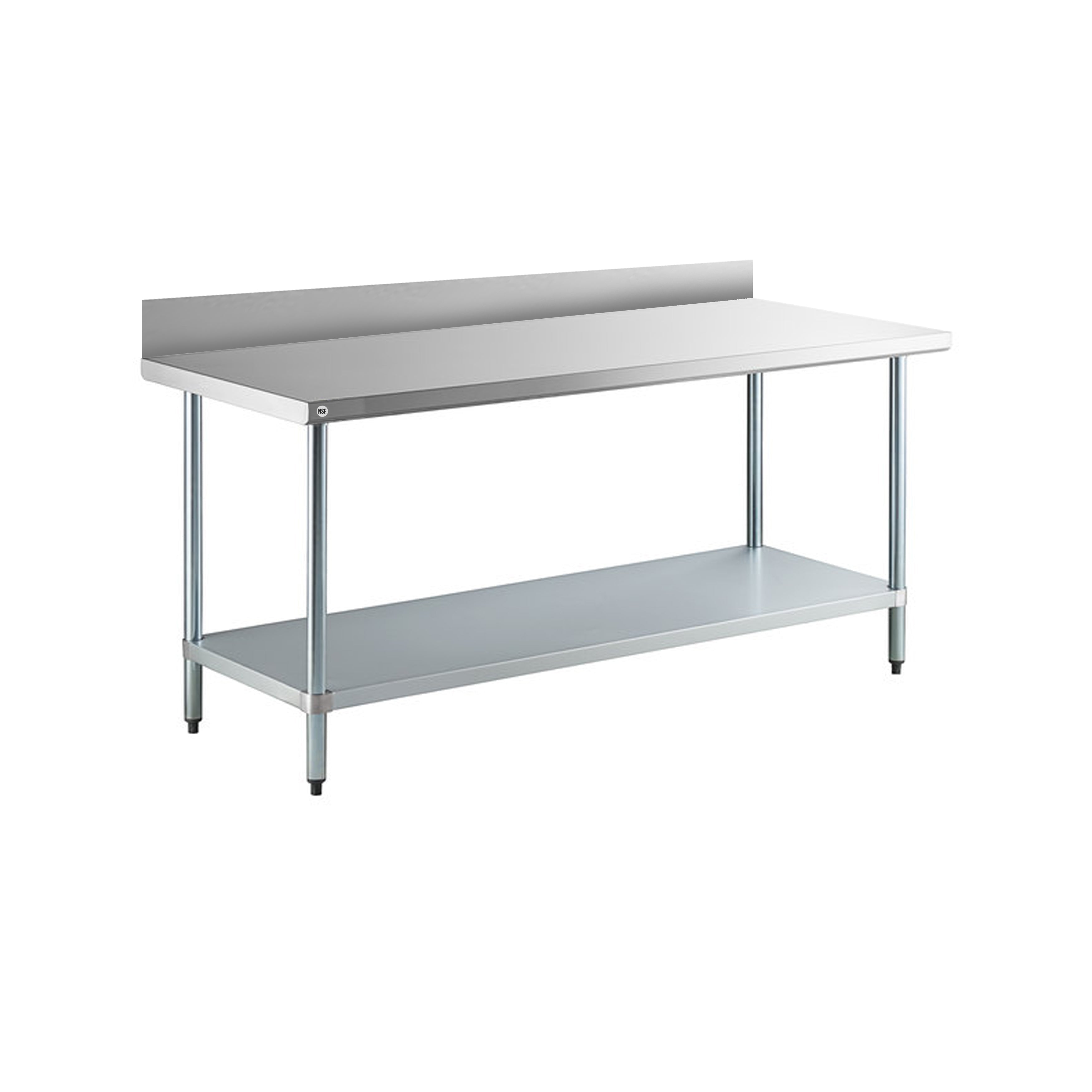 Omcan - 22090, Commercial 30" x 72" Stainless Steel Kitchen Work Table with 4" BackSplash 1300lbs Light Duty