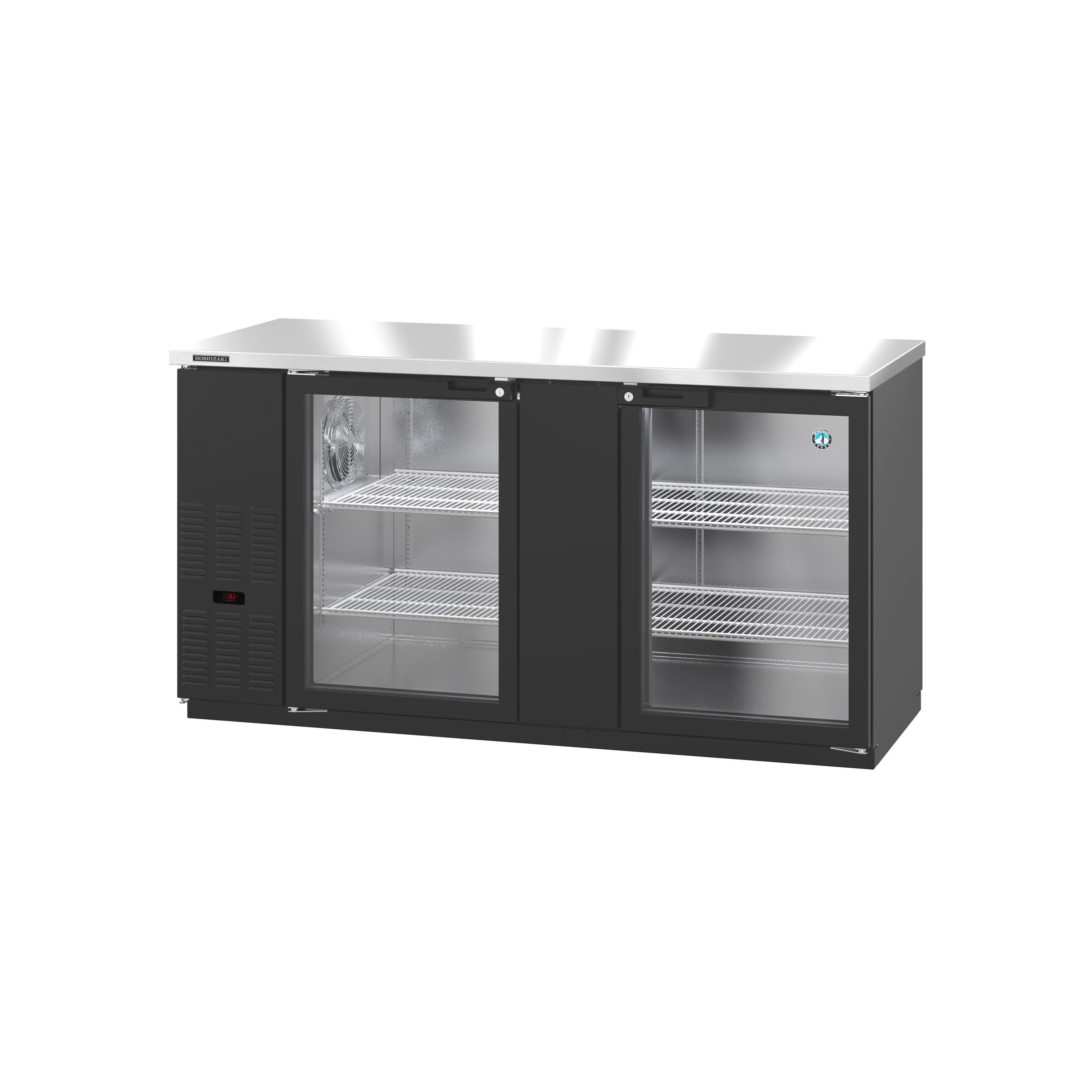 Hoshizaki - BB69-G, Commercial 69.5" Black Glass Door Back Bar Refrigerator 21.8cu.ft.