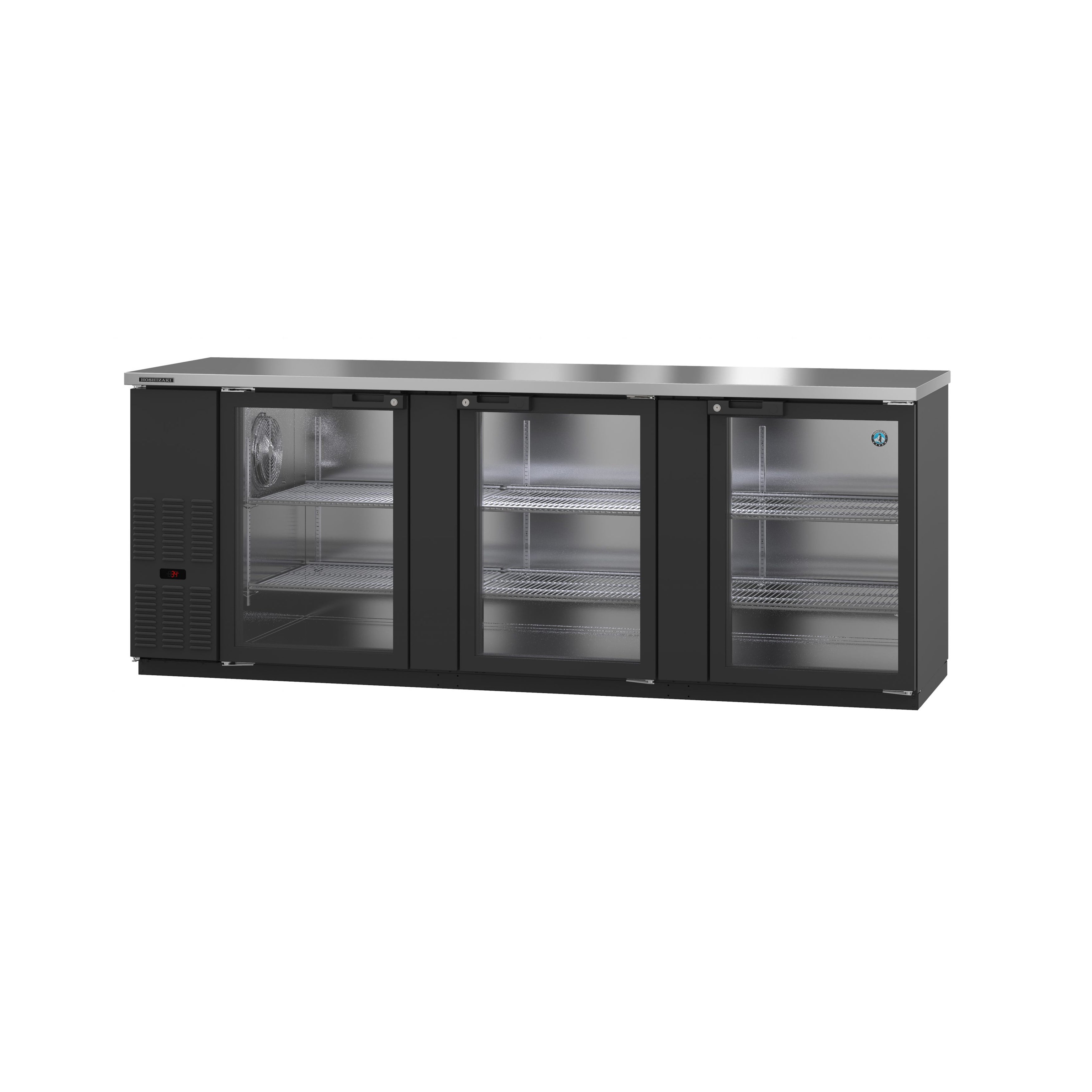 Hoshizaki - BB95-G, Commercial 95.5" Black Glass Door Back Bar Refrigerator 32.53cu.ft.