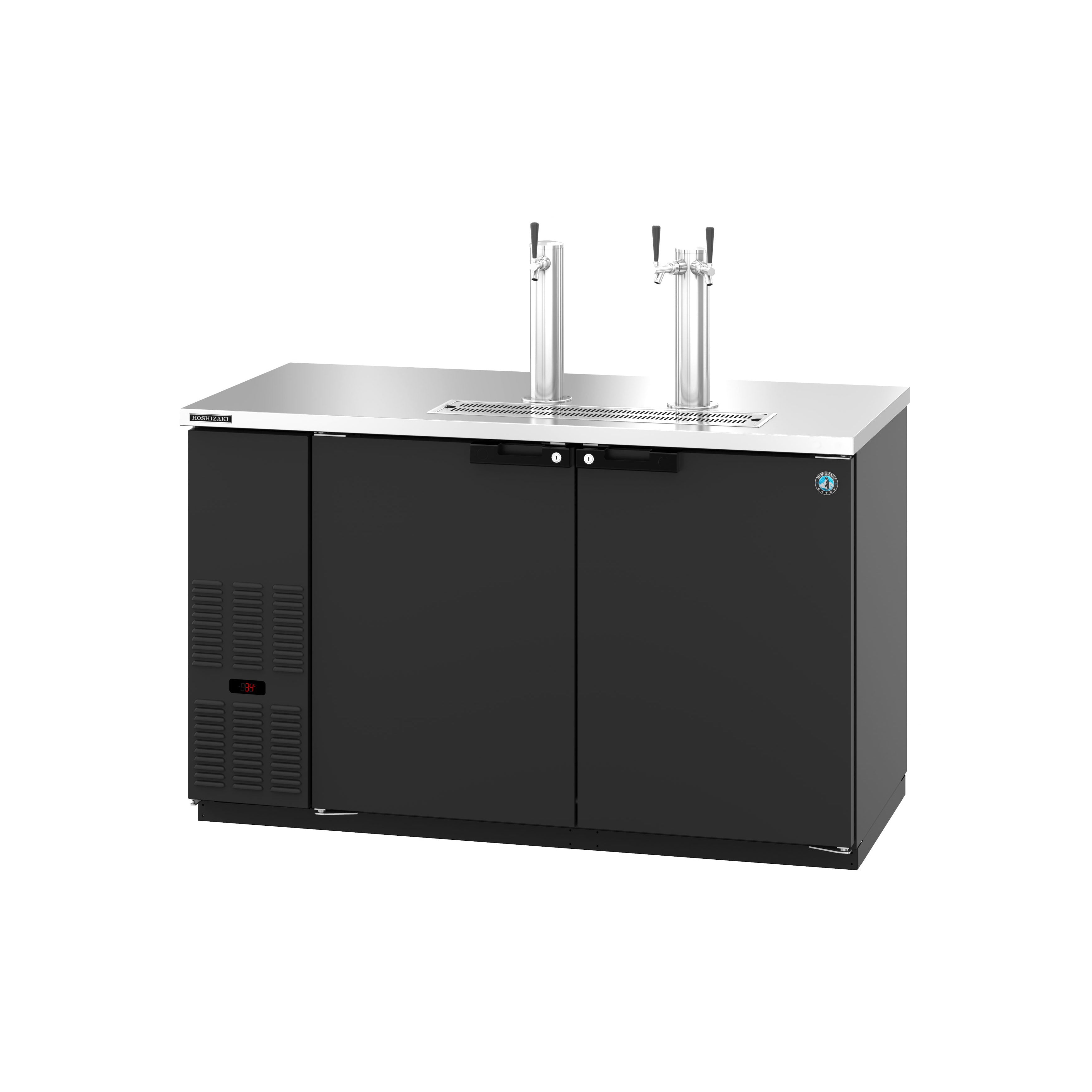 Hoshizaki - DD59, Commercial 59.5" Black Single Double Tap Kegerator Beer Dispenser - (2) 1/2 Keg Capacity 18.45cu.ft.