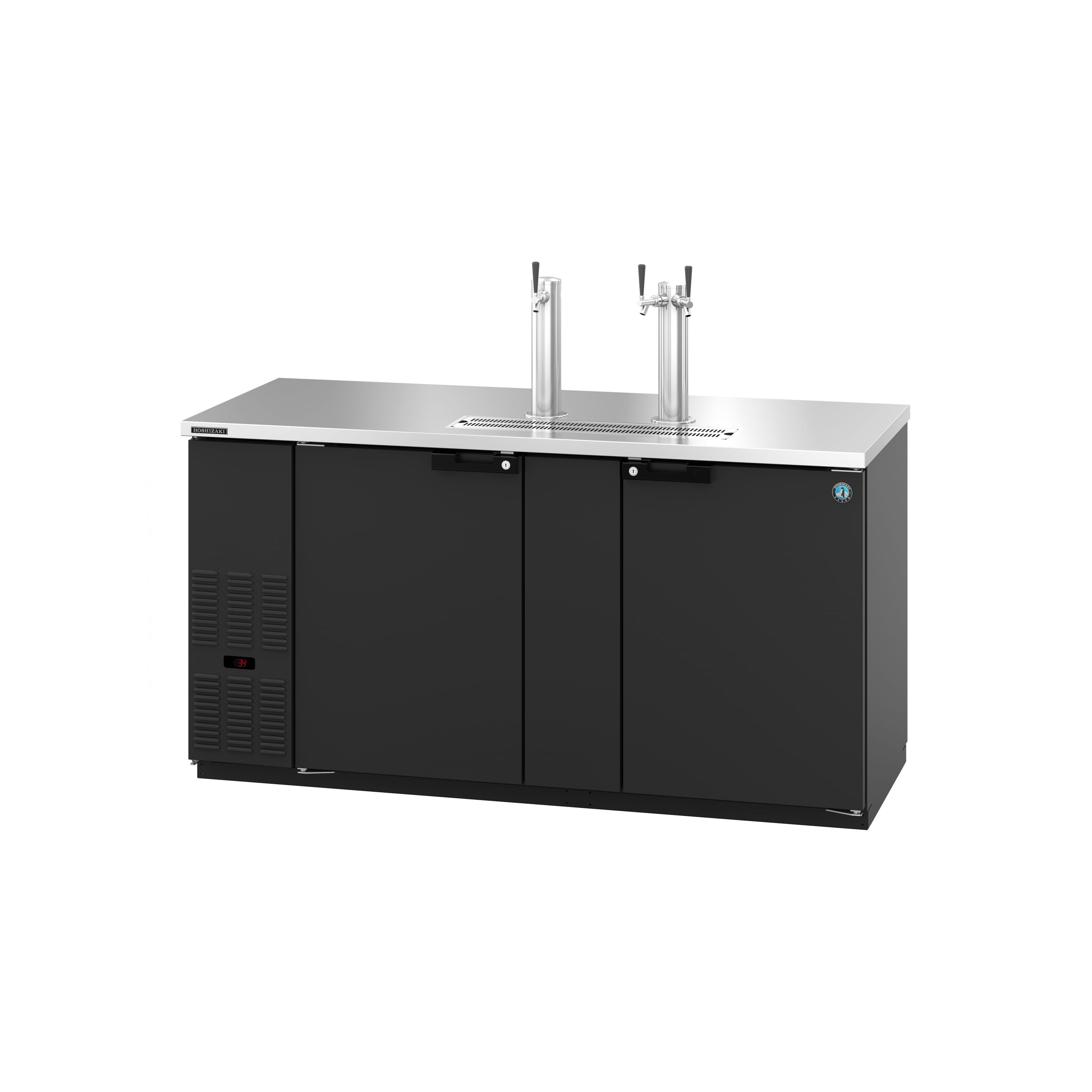 Hoshizaki - DD69, Commercial 69.5" Black Single/Double Tap Kegerator Beer Dispenser - (3) 1/2 Keg Capacity 21.8cu.ft.