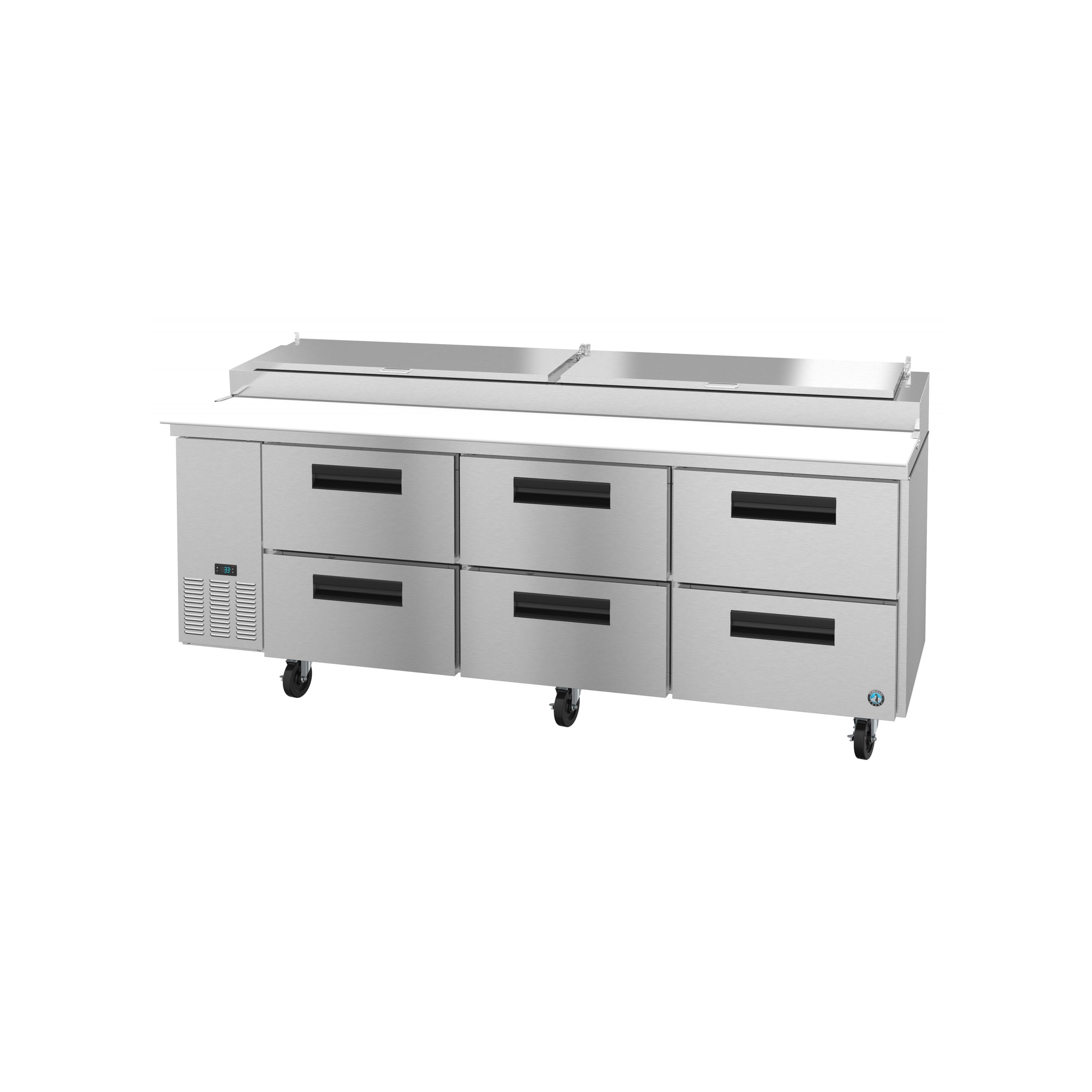 Hoshizaki - PR93A-D6, Commercial 93" Three Section Pizza Prep Table Refrigerator Stainless Drawers 30cu.ft.