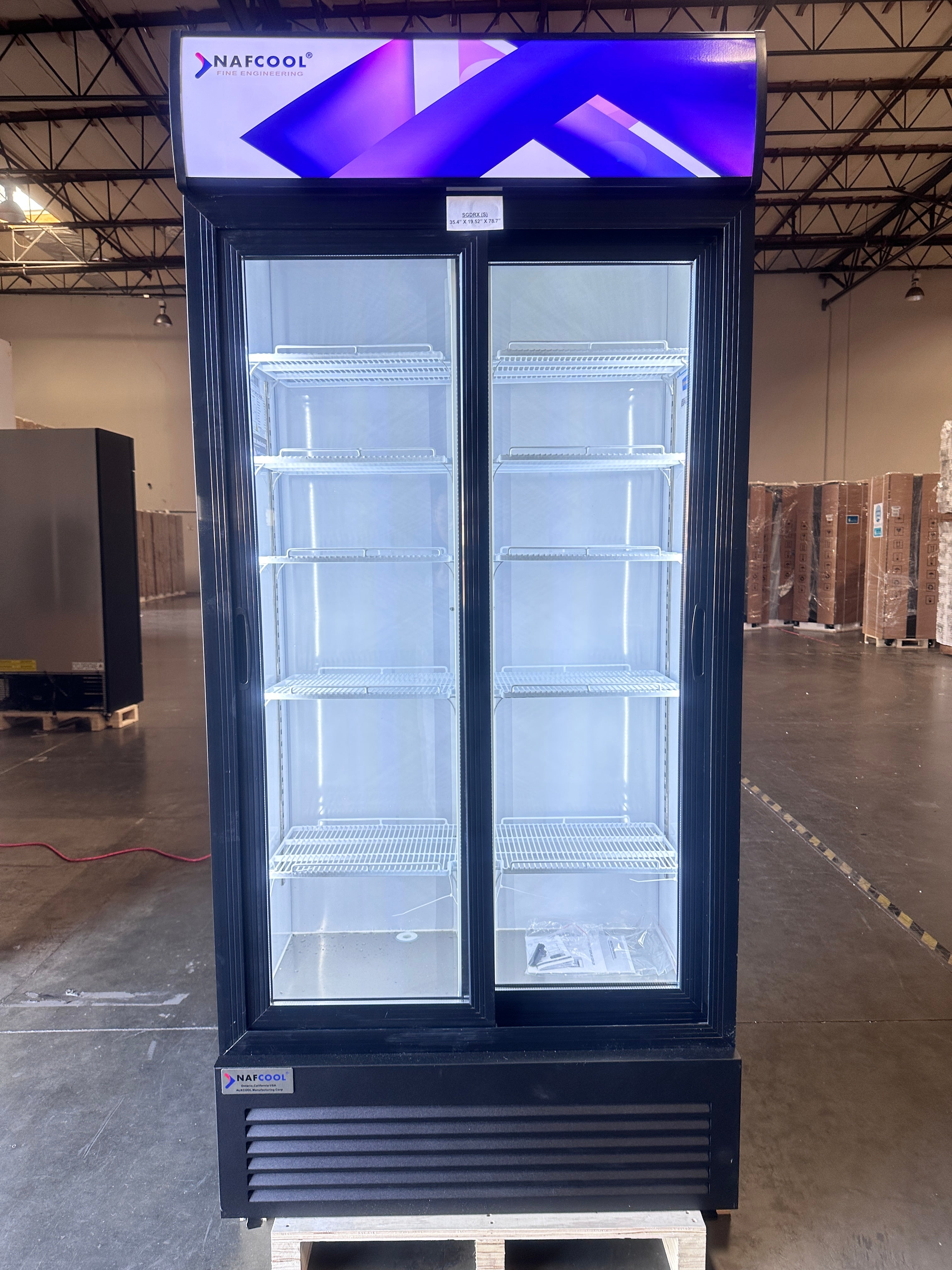 SDGRX(S) ETL, ETL Sanitation 36 inch Two section sliding glass door merchandiser refrigerator