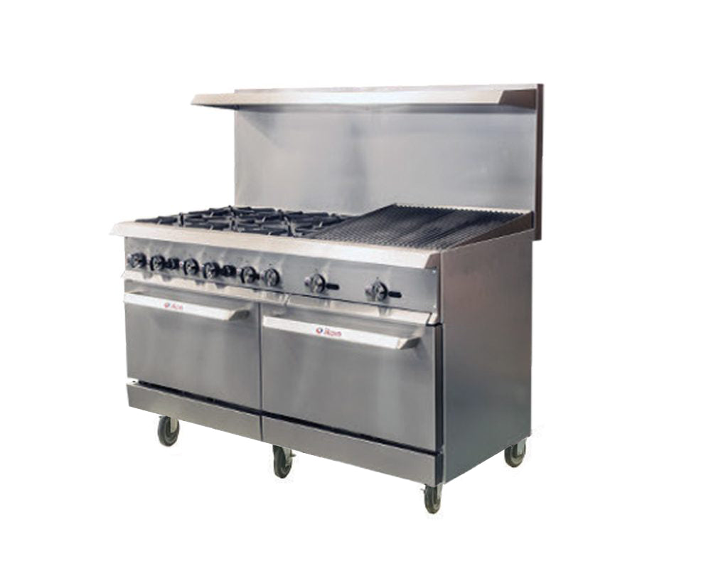 IKON - IR-6B-24RB-60, 60" Gas Range With 24” Radiant Broiler & 6 Burners 316,000 BTU