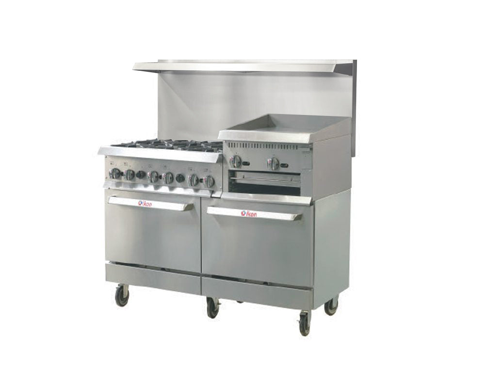 IKON - IR-6B-24RG-60, 60" Gas Range With 24” Raised Griddle & 6 Burners 306,000 BTU