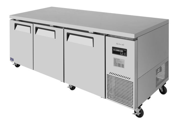 Turbo Air - JUF-93D-N, 3 Solid Doors Undercounter Freezer, Side Mount - Deep