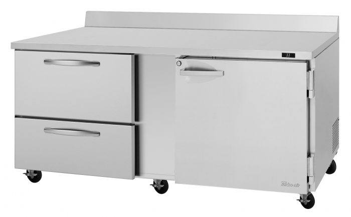 Turbo Air - PWR-72-D2R(L)-N, 1 Solid Door+2 Drawers Worktop Refrigerator