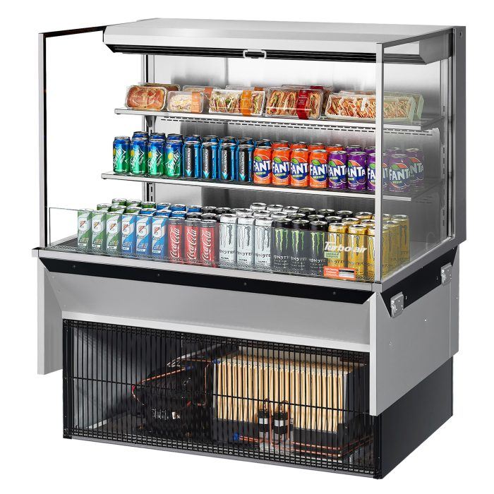 Turbo Air - TOM-48L-UF-S-3SI-N, 46-3/4"L Low Profile Glass Side Panel, 2 shelves - European Straight / Stainless Steel