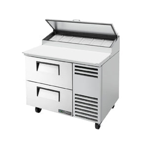 True TPP-AT-44D-2-HC, Commercial 44" Pizza Prep Table w/ Refrigerated Base, 115v