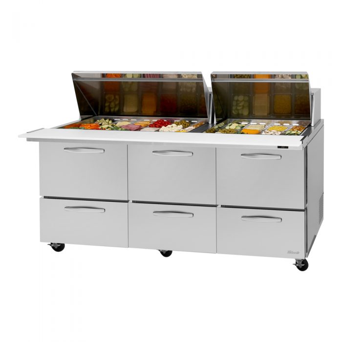 Turbo Air - PST-72-30-D6-N, Commercial PRO series, Food prep table, Mega top unit-drawers