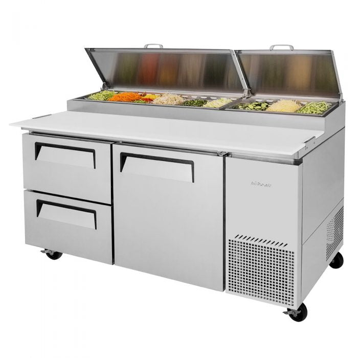 Turbo Air - TPR-67SD-D2-N, Commercial Super Deluxe pizza prep table, Two-section